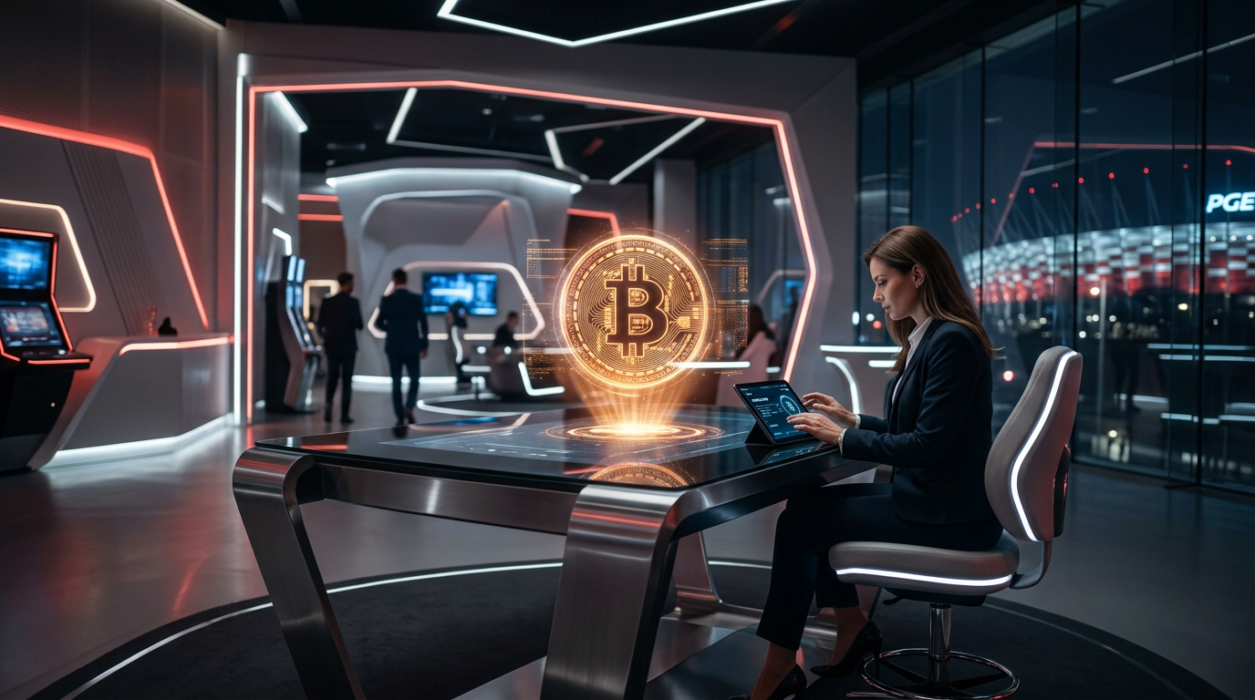 Wizualizacja nowoczesnego kasyna Bitcoin 2026 w Polsce