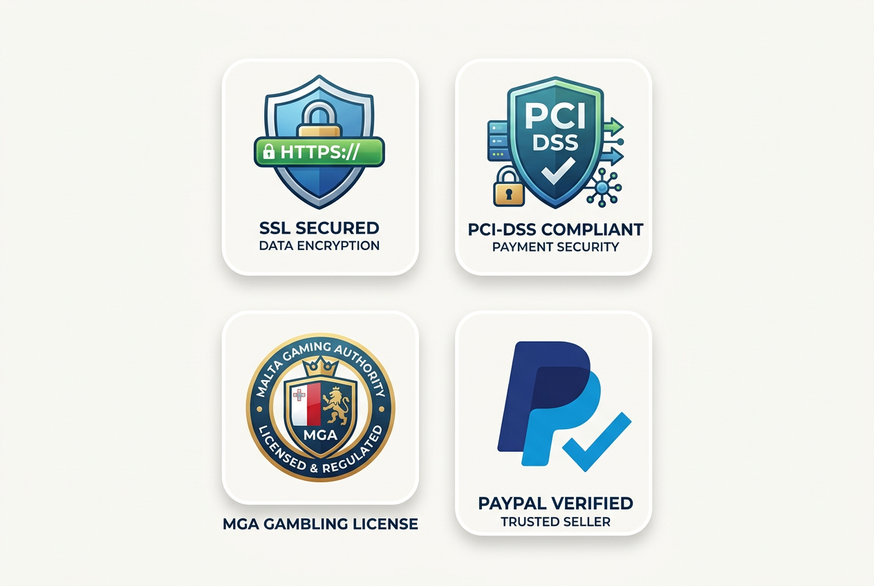 Logotypy bezpieczeństwa i licencji iGaming
